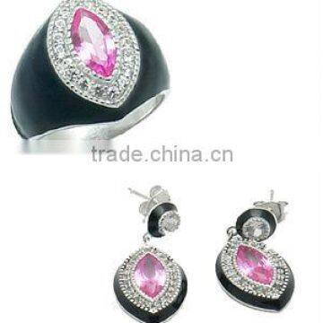 925 Silver Pink Cubic Zirconia Jewelry Sets