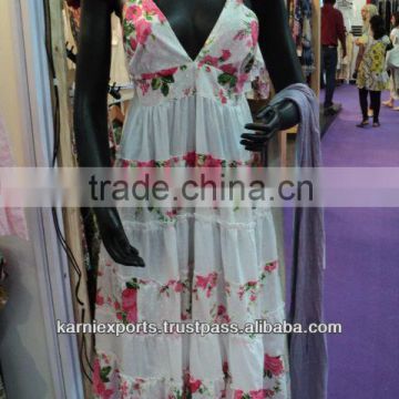 Newest design Fashion and beautiful pretty dress Clothes / Halter Neck Ruffle pattern printed cotton dress