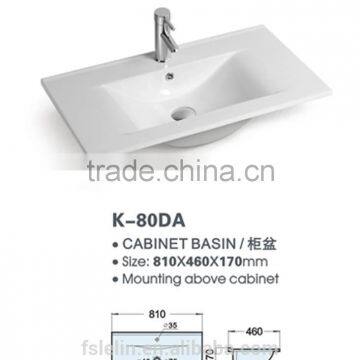 FOSHAN LELIN ceramic L800mm cabinet basin small size vanities top bathroom basin of LT-014