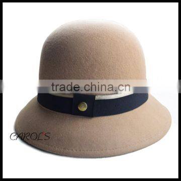 2016 hot sell high quality 100% Australia wool autumn lady's burgundy short brim bucket felt hats