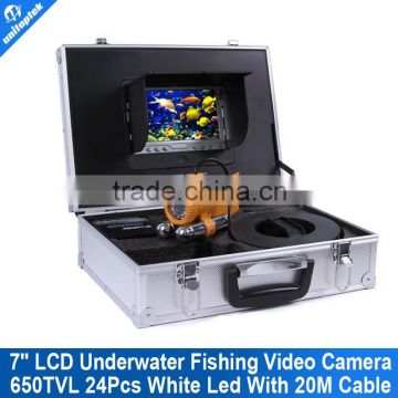 7" TFT LCD Fishing Camera Kit Fish Finder HD SONY 650TVL CCD Underwater Video Camera System With Night Vision 20m Cable