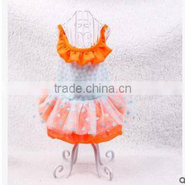 New Design Pet Dog Dresses /Dog Pink Dresses with Blue Heart /Dresses For Dog and Cat