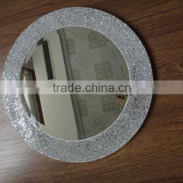 SILVER CRACKLE ROUND GLASS MIRROR IN D1.5 X H46 CM