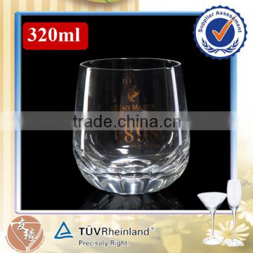 Handblown 320ml engraved whiskey rock drinking glass