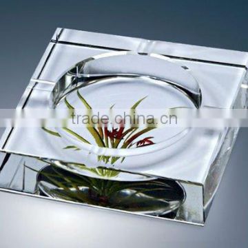 grass color printed crystal ashtray /tobacco cigar/smoking craft ashtray useful(R-0979