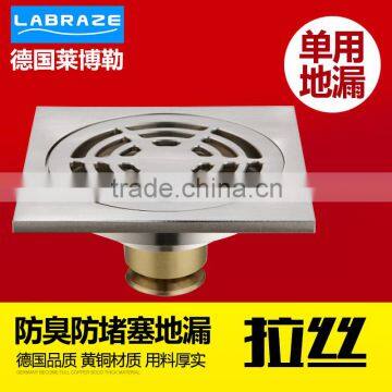 LABRAZE LE8401N bathroom/kitchen brass floor drains with copper wire drawing