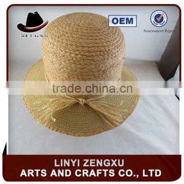 Children bucket shape straw boater hat