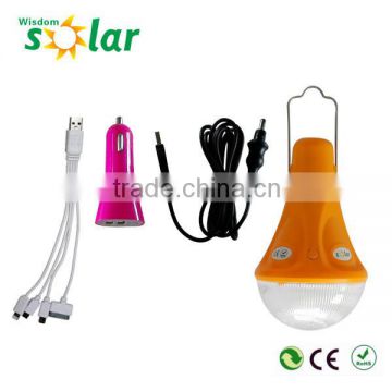 9w led solar portable bulb led indoor lights with 3 lamps