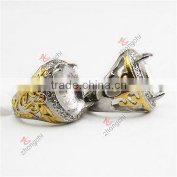 new style titanium indonesia cheap stainless steel ring for natural gemstone