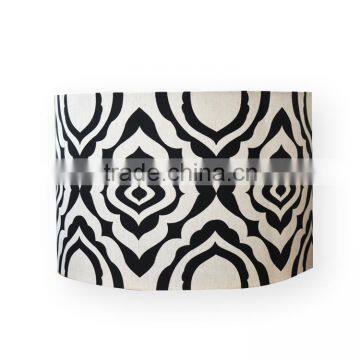 popular modern fabric lamp shade with black pattern replaceable for living room table lamp
