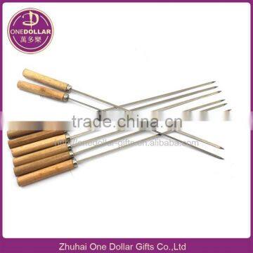 BBQ Stainless steel skewers with wood handle