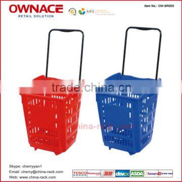 Plastic Rolling Large Laundry Basket with Handle