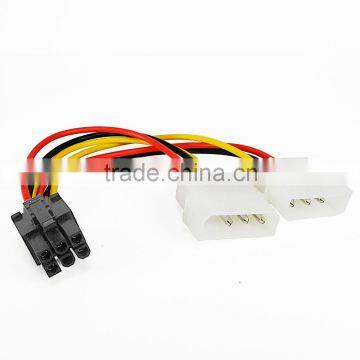 2016 new hot sale Dual 4 Pin To 6 Pin PCI-Express PCI-E Video Card Power Converter Adapter Cable