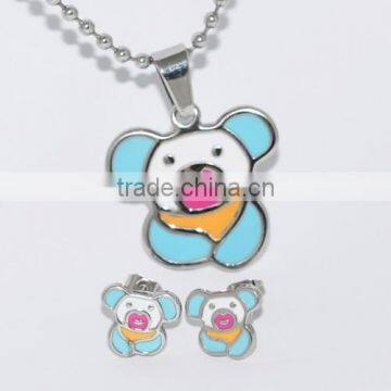 cute stainless steel bear jewelry set(BJS1250)