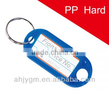 Good Quality Solid Color PP Hard with Name Card Key Ring/Key Tag