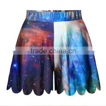 Drop shipping Women Shorts Polyester and Spandex Pants Galaxy Print N14-16