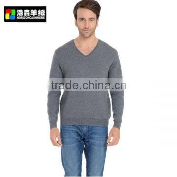 Men Plain Comfortable Cashmere Sweater, Men V Neck Grey Cashmere Sweater