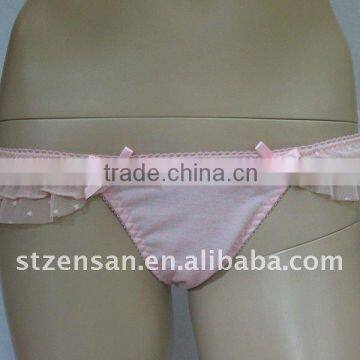 Cotton Thong with Lace Trim Underwear