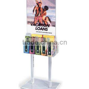 22 x 28 Acrylic Poster Stand with Brochure Racks, Removable Dividers, 2-Sided, Clear