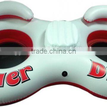 Inflatable two person river tube/pool floating lounge