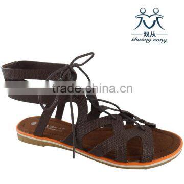 2016 women shoes flat Roman fuzzy sandal for ladies cheap
