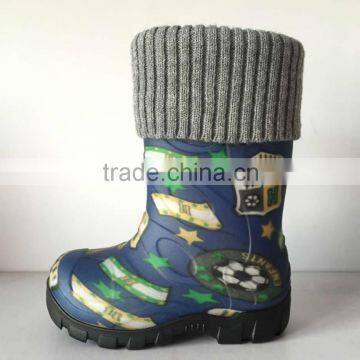 children injection pvc rain boots warm rain boots fur wellingtons boots