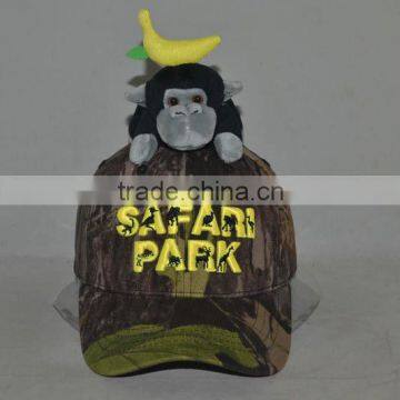 Guangzhou hat factory professional custom 100% cotton cute cartoon jungle orangutan fair young children cap