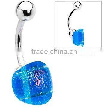 Blue belly button ring,belly ring,316L body piercing jewelry