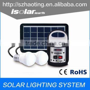 IS-1399S 3W Solar multi-functional home system kits with flash light 3W LED Radio with MP3 music module bluetooth