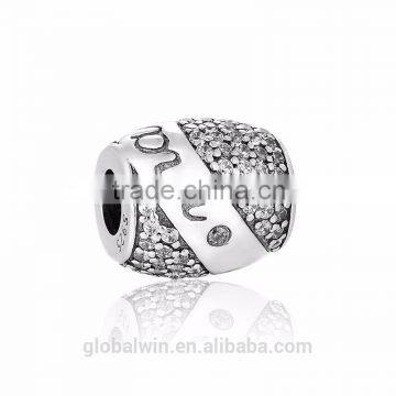 Wholesale Engravable "Marry Me" Custom Wedding Charms Bali Pave Crystal Vintave Thailand Solid Sterling Charms Bead photo-2