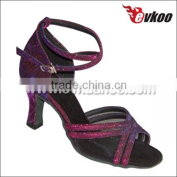 Purple material latin salsa ballroom flamingo dance shoes for ladies