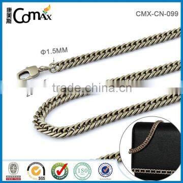 Pearl nickel decorative metal chain with snap hook for handbag