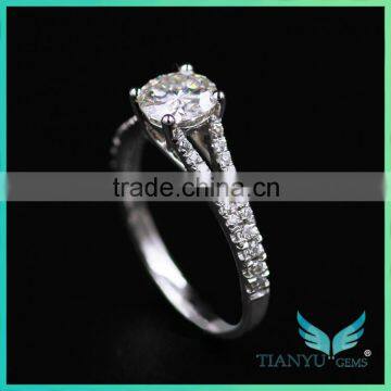Engagement Rings Moissanite Rings With 6.5mm EF Loose Gemstone, Online Jewellery Wholesale Synthetic Diamond Rings photo-3