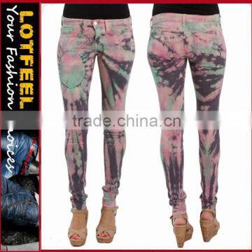 Tie Dye Jegging women denim jeans pants (LOTX319)