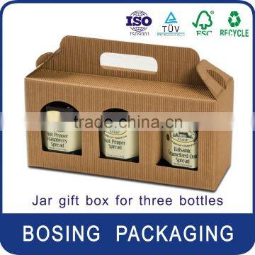 OEM High Quality kraft Paper 2/3/4/6 Bottle Jar Boxes with Handle/kraft paper box wholesale