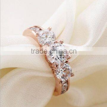 Wholesale Latest Design Rings rose real gold alloy zircon Jewellery Ring