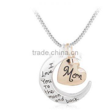 Wholesale Cheap Heart Disc Necklace for Mother's Day/Golden color Mothers day necklace