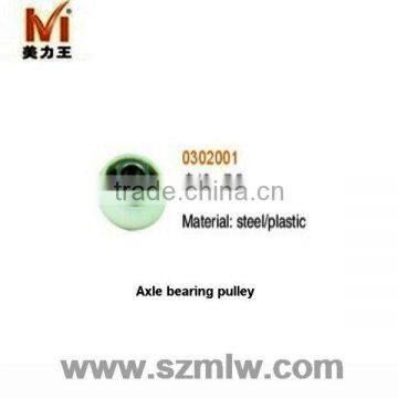 Steel or plastic axle bearing pulley