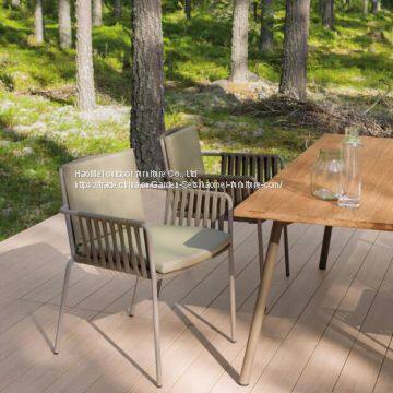 Dining Table Chair Aluminum Frame Rope Weave Taiwan Olifen Back/Seat Cushion Outdoor Garden photo-4