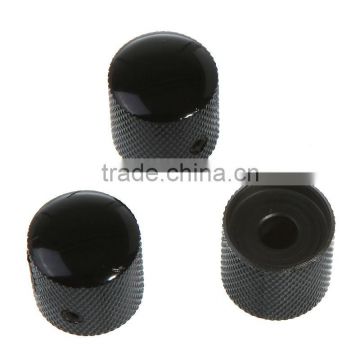 3PCS Black Metal Dome Knobs Knurled Barrel For Electric Guitar Parts