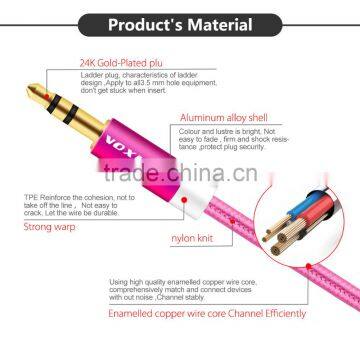 VOXLINK 1m Gold Plated&metal&nylon Braid 3.5 mm Jack Aux Stereo Audio Cable Male to Female Extension Cable photo-2