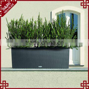 Large Size Rectangular UV-resistant Resin Wicker Flower Planter Manual Vegetable Seed Planter photo-3