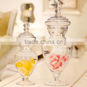 European home wedding decoration clear glass jars with lid for candy food terarium