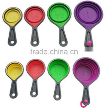 High Quality Colorful Collapsible Silicone Measuring Cups Set With Hanging Loop for Cooking photo-5