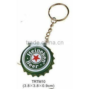 Plastic bottle cap shape measuring tape with keyring