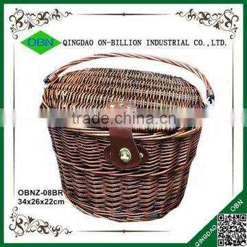 2015 Cheap White Bicycle Wicker Basket With Lid photo-4