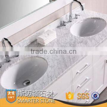 Italy Carrara White Marble Oval Sink Bathroom Vanity Top