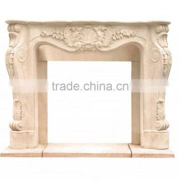 Natural Stone Lower Beige Marble Fireplace Surround photo-4
