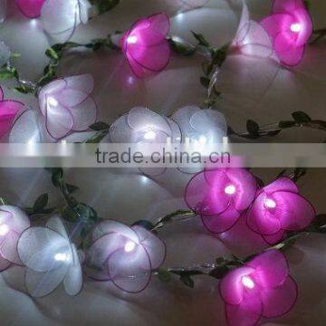 Pink and White LED Flower string lights