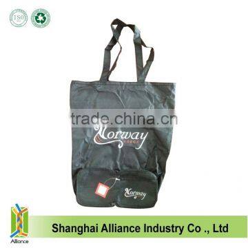 Norwegian Black Shopping Bag Foldable into a Zipper Pouch, Reusable shopping bags